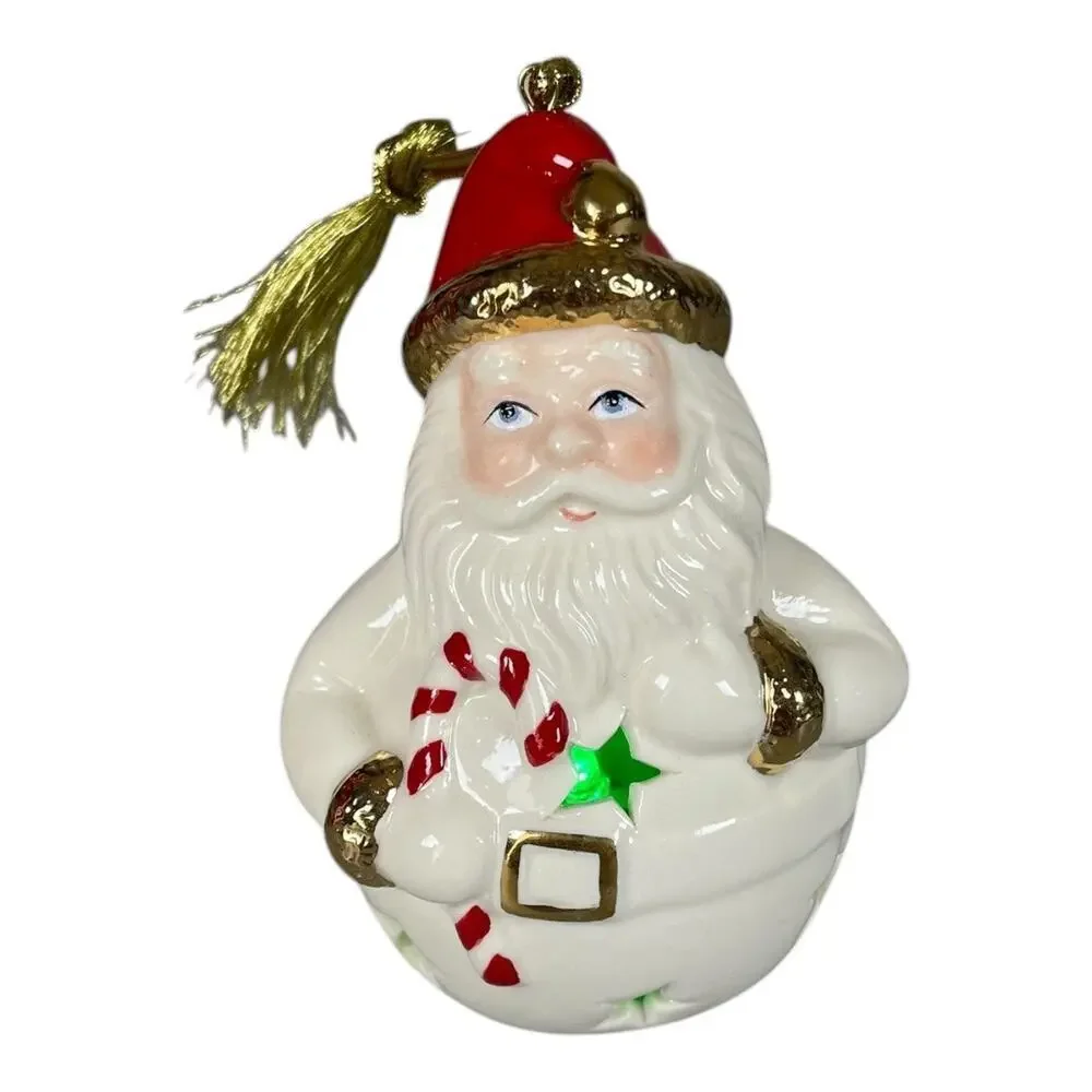 Lenox Ceramic Color Changing Santa 4” Lit Ornament  Christmas Holidays